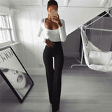 Sexy Women High Waist Long Pants OL Ladies Career Solid Palazzo Slim Flare Wide Leg Trousers Female Harem Pants