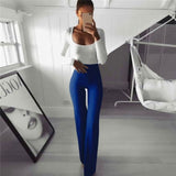 Sexy Women High Waist Long Pants OL Ladies Career Solid Palazzo Slim Flare Wide Leg Trousers Female Harem Pants