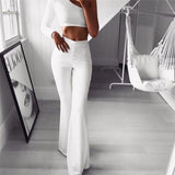 Sexy Women High Waist Long Pants OL Ladies Career Solid Palazzo Slim Flare Wide Leg Trousers Female Harem Pants