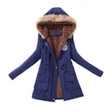 Women Parka Fashion Autumn Winter Warm Jackets Women Fur Collar Coats Long Parkas Hoodies Office Lady Cotton Plus Size