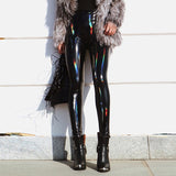 NORMOV Fashion Ladies Leggings PU Leather Leggings Black Seamless Gothic Slim Long Pants Women High Waist Sexy Skinny Leggings