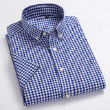 Nukty High Quality Men's Oxford Casual Shirts Leisure Design Plaid Men's Social Shirts 100% Cotton Short Sleeve Men's Dress Shirts