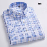 Nukty High Quality Men's Oxford Casual Shirts Leisure Design Plaid Men's Social Shirts 100% Cotton Short Sleeve Men's Dress Shirts