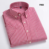 Nukty High Quality Men's Oxford Casual Shirts Leisure Design Plaid Men's Social Shirts 100% Cotton Short Sleeve Men's Dress Shirts