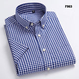 Nukty High Quality Men's Oxford Casual Shirts Leisure Design Plaid Men's Social Shirts 100% Cotton Short Sleeve Men's Dress Shirts