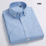 Nukty High Quality Men's Oxford Casual Shirts Leisure Design Plaid Men's Social Shirts 100% Cotton Short Sleeve Men's Dress Shirts