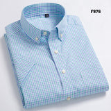 Nukty High Quality Men's Oxford Casual Shirts Leisure Design Plaid Men's Social Shirts 100% Cotton Short Sleeve Men's Dress Shirts