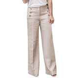 Plus Size 3XL Summer New Hot Cotton Linen Women Wide Legs Pants Solid Casual High Waist Button Trousers Female Loose Pants