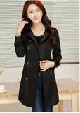 Spring Autumn New Women Classic Double Breasted Mid-long Trench Coat Female Slim Street Windbreaker Business Outerwear