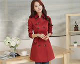 Spring Autumn New Women Classic Double Breasted Mid-long Trench Coat Female Slim Street Windbreaker Business Outerwear