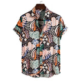 Fashion Dot Mens Hawaiian Beach Shirts Summer New Short Sleeve Floral Print Tropical Aloha Shirts Holiday Vacation Clothing