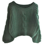 Nukty Autumn Fashion Sweet Casual Loose Lantern Sleeve Solid Simple O-Neck Twist Knitted Sweatshirt Women Pullovers Women Hooded