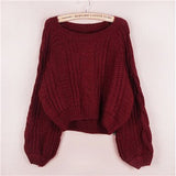 Nukty Autumn Fashion Sweet Casual Loose Lantern Sleeve Solid Simple O-Neck Twist Knitted Sweatshirt Women Pullovers Women Hooded