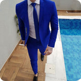 NUKTY New Arrival Royal Blue Prom Suits Groom Tuxedos Latest Coat Pants Designs Mens Wedding Suits Male Slim Fit Jacket+Pants+Tie