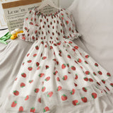 Sequins Strawberry Dress Women Printed High Waist Mid-length Mesh Female Elegant Party Dress Puff Sleeve Princess Women Dress