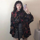 NUKTY  streetwear Harajuku blouse couple shirt women men Clothing Blouses bf long shirts spring autumn turn-down collar casual Top