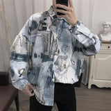 NUKTY  streetwear Harajuku blouse couple shirt women men Clothing Blouses bf long shirts spring autumn turn-down collar casual Top