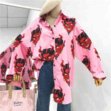 NUKTY  streetwear Harajuku blouse couple shirt women men Clothing Blouses bf long shirts spring autumn turn-down collar casual Top