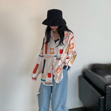 NUKTY  streetwear Harajuku blouse couple shirt women men Clothing Blouses bf long shirts spring autumn turn-down collar casual Top