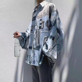 NUKTY  streetwear Harajuku blouse couple shirt women men Clothing Blouses bf long shirts spring autumn turn-down collar casual Top