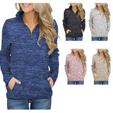 Long Sleeve Stand Collar Zip Sweatshirt Hooded Female Jumper Women Tracksuits Quarter Zipper Stand Collar Casual hooded pocket