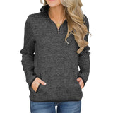 Long Sleeve Stand Collar Zip Sweatshirt Hooded Female Jumper Women Tracksuits Quarter Zipper Stand Collar Casual hooded pocket