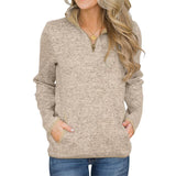 Long Sleeve Stand Collar Zip Sweatshirt Hooded Female Jumper Women Tracksuits Quarter Zipper Stand Collar Casual hooded pocket