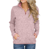 Long Sleeve Stand Collar Zip Sweatshirt Hooded Female Jumper Women Tracksuits Quarter Zipper Stand Collar Casual hooded pocket