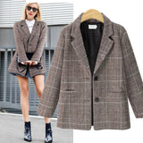 Nukty Autumn Winter Fashion Plaid Blazers Women Single Breasted Female Outerwear Ladies Jackets blazer feminino