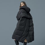 S- 7XL Plus Size Winter Oversize Warm Duck Down Coat Female X-Long Down Warm Jacket Hooded Cocoon Style Thick Warm Parkas F192