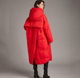 S- 7XL Plus Size Winter Oversize Warm Duck Down Coat Female X-Long Down Warm Jacket Hooded Cocoon Style Thick Warm Parkas F192