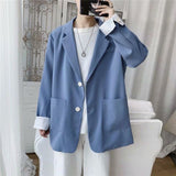 Nukty Blazers Men Leisure British-style Trendy Loose All-match Simple Korean Suit-tops Male Single-breasted Retro Daily Ins Streetwear