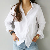 Ladies Vintage Loose Blouse Women Shirt Casual Workwear Office Lady Soft White OL Style Women Shirt Female Blouse Tops Blusas