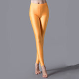 VIIANLES Neon Leggings Women Multiple Color Black Legging Skinny High Elastic Pants Casual Fluorescent Shiny Pant Leggings