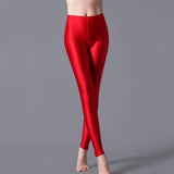 Nukty Neon Leggings Women Multiple Color Black Legging Skinny High Elastic Pants Casual Fluorescent Shiny Pant Leggings