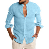 Nukty New Men's Casual Blouse Cotton Linen Shirt Loose Tops Long Sleeve Tee Shirt Spring Autumn Summer Casual Handsome Men Shirt