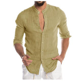 Nukty New Men's Casual Blouse Cotton Linen Shirt Loose Tops Long Sleeve Tee Shirt Spring Autumn Summer Casual Handsome Men Shirt