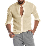 Nukty New Men's Casual Blouse Cotton Linen Shirt Loose Tops Long Sleeve Tee Shirt Spring Autumn Summer Casual Handsome Men Shirt