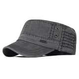Nukty Washed Cotton Caps Men Cadet Cap Unique Design Vintage Flat Top Hat