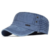 Nukty Washed Cotton Caps Men Cadet Cap Unique Design Vintage Flat Top Hat