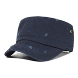 Nukty Washed Cotton Caps Men Cadet Cap Unique Design Vintage Flat Top Hat