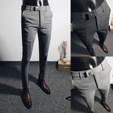 Fashion Men Suit Pants Ankle Length Business Dress Pants Male Office Social Casual Slim Fit Pants Streetwear Wedding Trousers