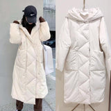 S- 7XL Plus Size Winter Oversize Warm Duck Down Coat Female X-Long Down Warm Jacket Hooded Cocoon Style Thick Warm Parkas F192