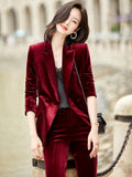 High Quality Velvet Formal Uniform Designs Women Pantsuits Long Sleeve Autumn Winter Blazers Professional Interview Clothes