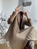 woolen blazer women's short section autumn and winter new temperament all-match thick plaid suit