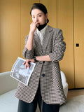 woolen blazer women's short section autumn and winter new temperament all-match thick plaid suit