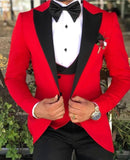 NUKTY  Men's Suit Fashion Formal Business Slim Fit 3-Pieces White Blazers Burgundy Pant Men's Tuxedo Wedding Men Suits Groom Suit