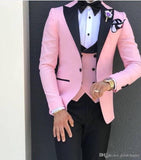 NUKTY  Men's Suit Fashion Formal Business Slim Fit 3-Pieces White Blazers Burgundy Pant Men's Tuxedo Wedding Men Suits Groom Suit