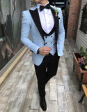 NUKTY  Men's Suit Fashion Formal Business Slim Fit 3-Pieces White Blazers Burgundy Pant Men's Tuxedo Wedding Men Suits Groom Suit