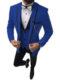 NUKTY  Men's Suit Fashion Formal Business Slim Fit 3-Pieces White Blazers Burgundy Pant Men's Tuxedo Wedding Men Suits Groom Suit